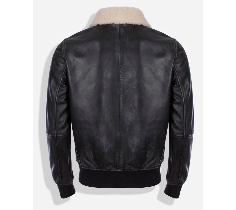 picture 2 Elegante chaqueta de cuero para hombre con cuello