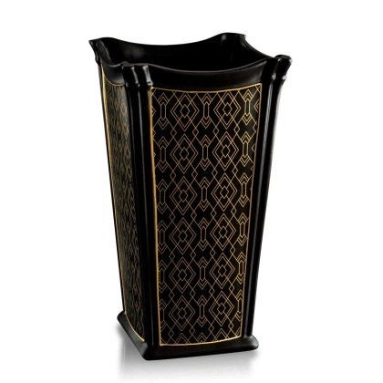 Zdjęcie Ceramiczny kwadratowy czarno złoty wazon - Ahura