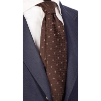 Picture Brown silk tie with pink and green flowers