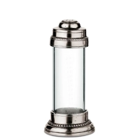 Picture Salt and pepper shaker made of pewter and glass