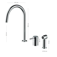 Picture Beautiful two-hole faucet with stainless steel side spray and matte finish