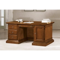 Picture Escritorio de madera maciza con 4 cajones, puerta y estante - muebles italianos macizos - Zanini
