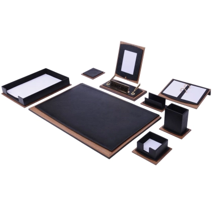 Picture Desk set - combination of wood and ecological leather - 11 elements