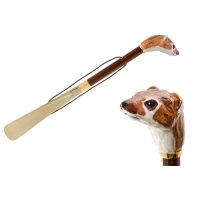 Picture Stylish brown shoe horn with a handle in the shape of an ermine head - Pasotti