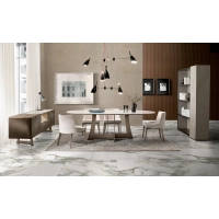 Picture Modern dining table with a marble top