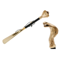 Picture Beautiful, stylish black shoe horn with a handle in the shape of a golden cobra – Pasotti