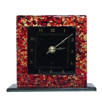 Picture Table clock made of red gold Murano glass
