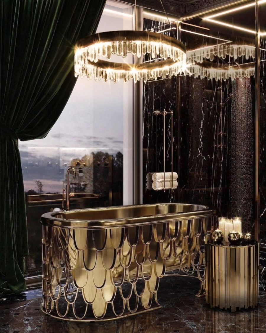 picture 9 Luxurious brass bathtub with a scale-like pattern