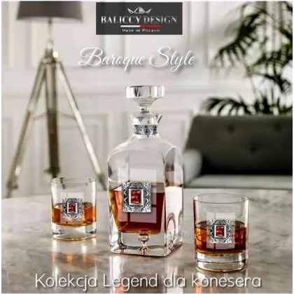 Zdjęcie Karafka i szklanki do whisky z bursztynem Legend