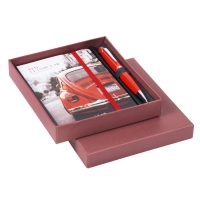 Picture Red pen + notebook with a beautiful cover as a gift for companies