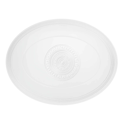 Zdjęcie Porcelanowy mały owalny talerz z kolekcji Ornament z reliefowym ornamentem - Vista Alegre