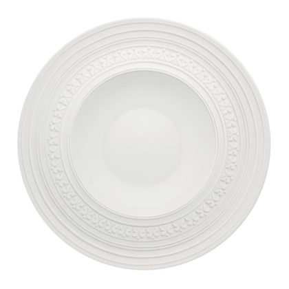 Zdjęcie Klasyczny biały talerz do zupy z porcelany Ornament z reliefowym zdobieniem - Vista Alegre