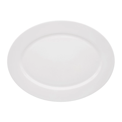 Zdjęcie Porcelanowy mały owalny talerz Spirit White ze zdobieniem w zakrzywione delikatne linie - Vista Alegre