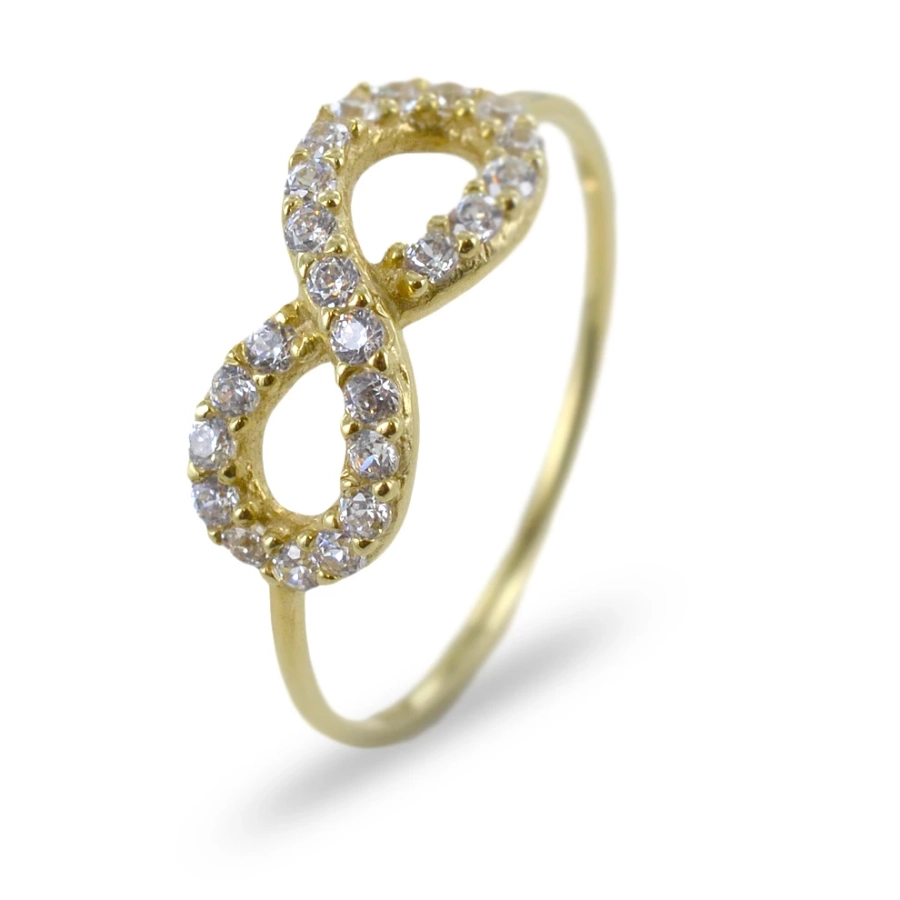 picture 5 Gold ring with openwork infinity and white zircons