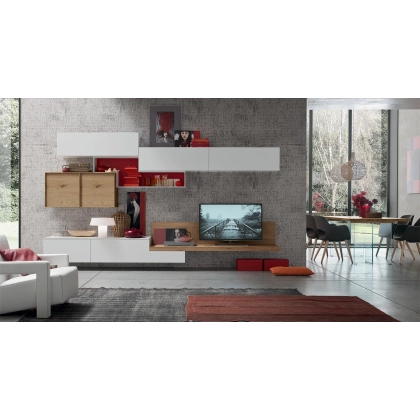 Picture A contemporary composition of hanging cabinets made of natural oak - Maronese Acf
