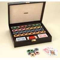 Picture Luxurious poker set in a wooden container - 37x30x9 cm