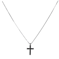 Picture Men's gold necklace with a cross and black diamonds