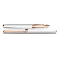 Picture A unique Leman Slim White fountain pen in rose gold
