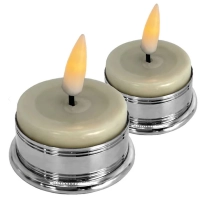 Picture Original pair of real battery-operated LED candles with a pewter base