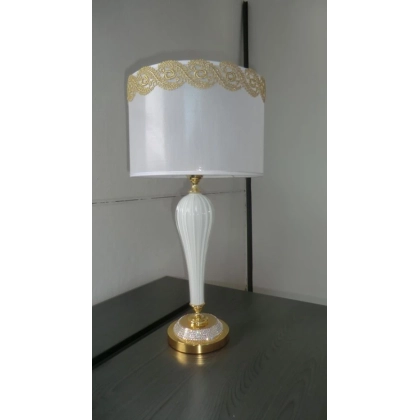 Zdjęcie Lampa stołowa ze szkła Murano z mosiężnymi elementami inkrustowanymi kryształkami strass Swarovski - Il Paralume Marina