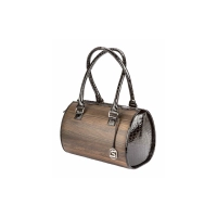 Picture Un bolso de mujer único fabricado en charol de alta calidad con aspecto de cocodrilo y madera de roble ahumada