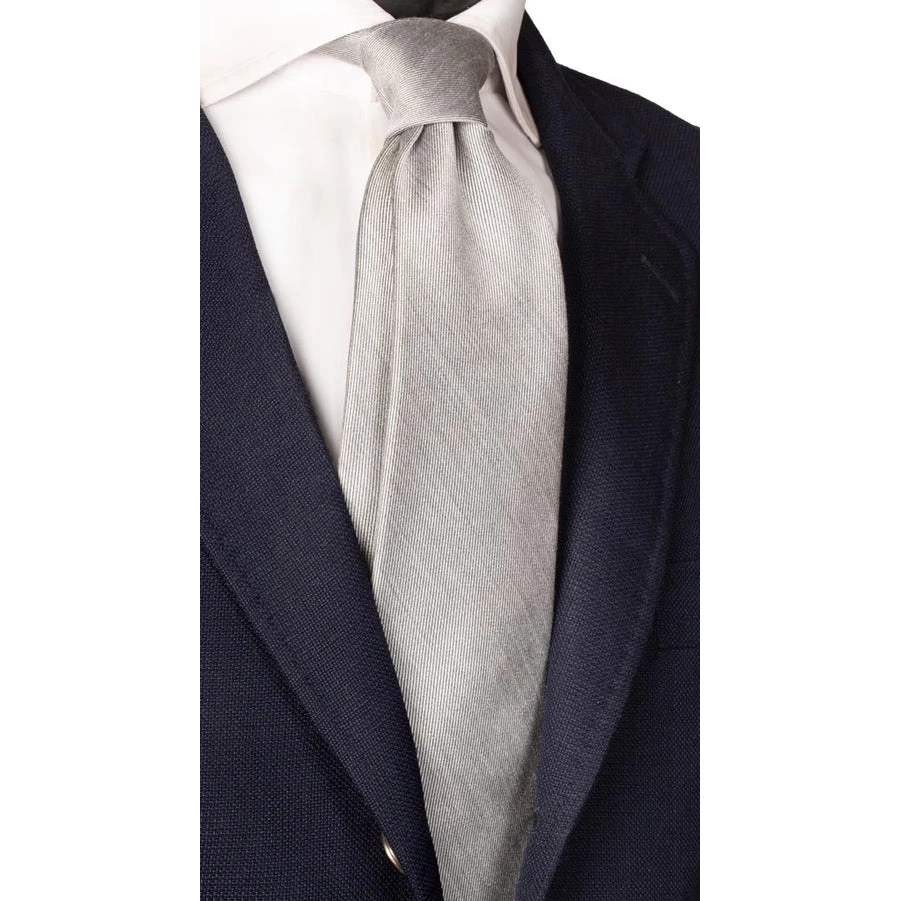 picture 1 Solid light gray wool and silk tie