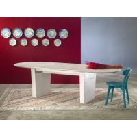Picture Elegant oval extendable top with concrete finish - Guarnieri