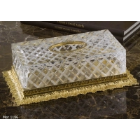 Picture Crystal tissue box with gold-plated bronze base