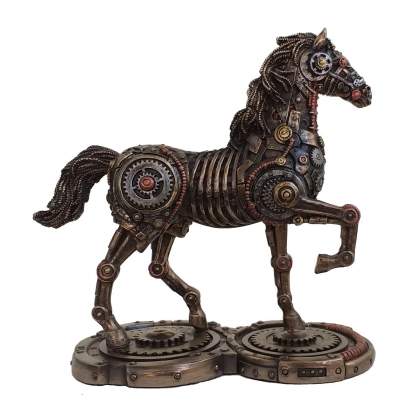 Zdjęcie Figura konia z żywicy w stylu steampunkowym