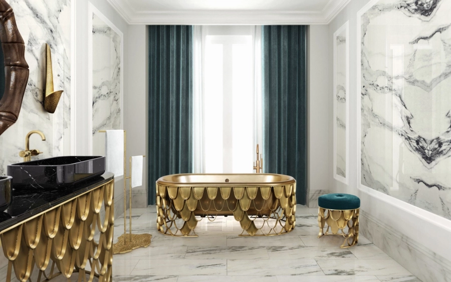 picture 8 Luxurious brass bathtub with a scale-like pattern