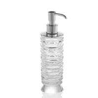 Picture Dispensador de jabón de cristal con patrón de ondas alternas mate y transparente - Il Paralume Marina