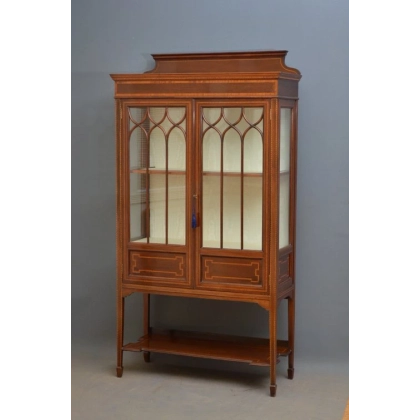 Zdjęcie Elegancka edwardiańska inkrustowana serwantka/witryna z mahoniu - antyk