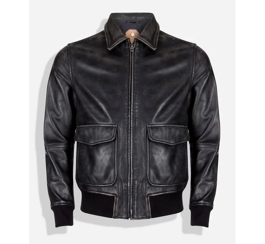 picture 3 Elegante chaqueta de cuero para hombre con cuello