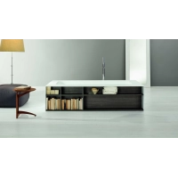Picture A beautiful free-standing bathtub with an integrated shelf for books or other items