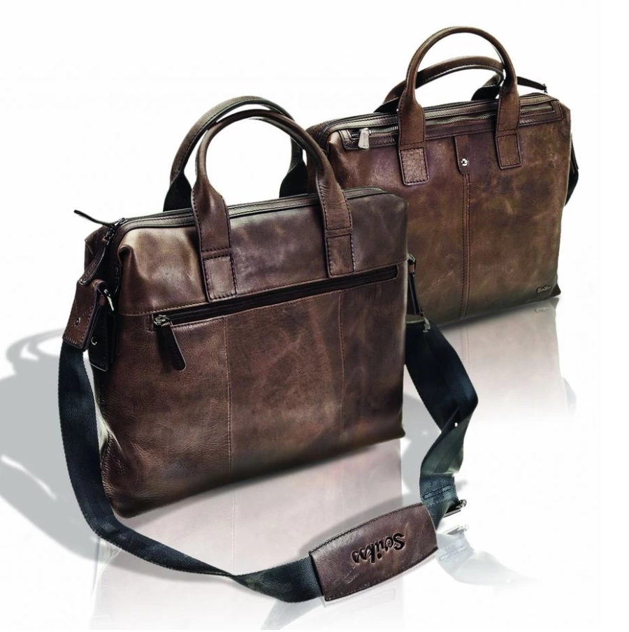 picture 3 Bolso para portátil de piel marrón oscuro