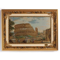 Picture Italian tapestry depicting the Colosseum in a wooden frame