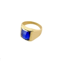 Picture Stylish men's ring with a faceted blue stone