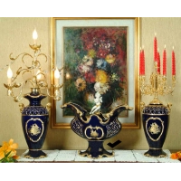 Picture Azul, dorado - prestigioso plato de cerámica italiana con un ángel - Bruno Costenaro