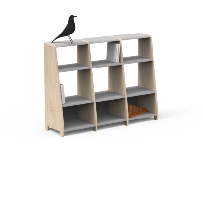 Picture MONTESSORI ASYMETRY - triple shelf/bookcase - natural furniture for children - Mathy by Bols