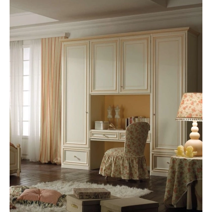 Picture A girl's bedroom with a wardrobe and a desk - Italian furniture