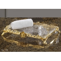 Picture Towel tray in engraved crystal and gilded bronze