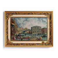 Picture Tapestry depicting Venice with a padded wooden frame