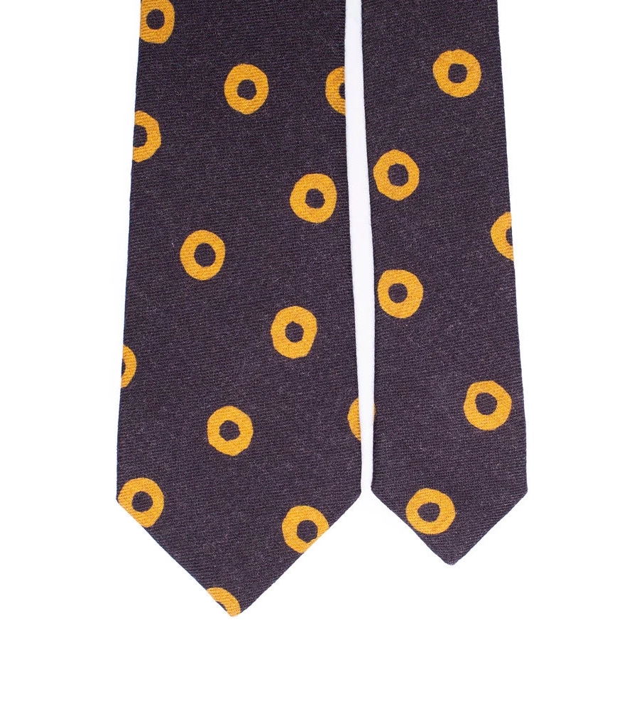 picture 2 Dark gray wool tie with a mustard circle pattern
