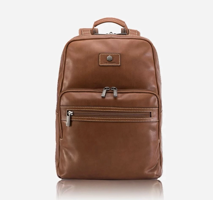 picture 1 Compact brown leather laptop backpack