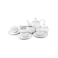 Picture Beautiful 11-piece blue porcelain tea set decorated with a subtle motif – Leander