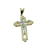 Picture Two-tone gold cross for men 32x24mm