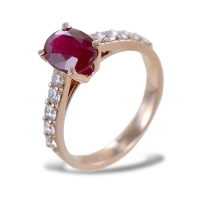 Picture Precioso anillo con rubí y diamantes en caña