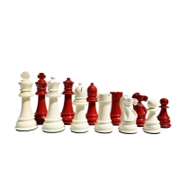 Picture Red and white chess pieces made of wood - The Chess Empire