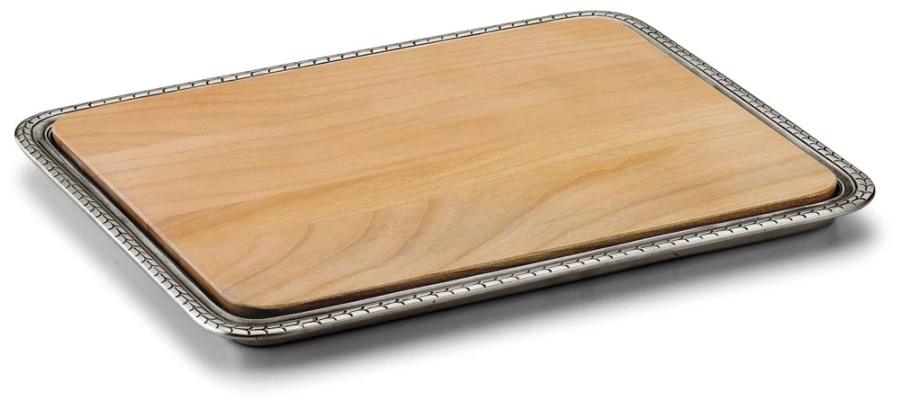picture 1 Rectangular cheese board decorated with pewter