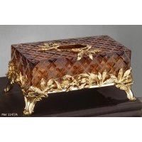 Picture Amber tissue box with gold-plated frame for the bathroom